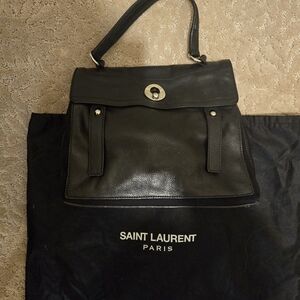 Auth YSL Yves Saint Laurent MUSE 2 TWO Black Leather Bag